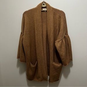 Lou & Grey Tan/Brown Bell Sleeve Oversized Cozy Cardigan